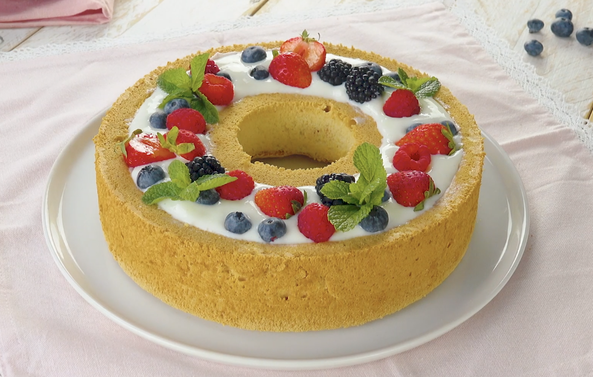 Berries & Cream Angel Food Cake