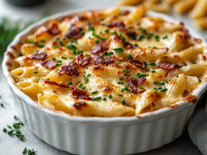 Our Scrumdiddlyumptious Carbonara Pasta Bake with Bacon