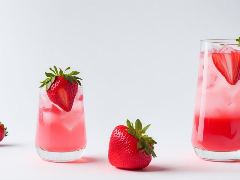 2 glasses of Aperol Strawberry Spritz garnished with strawberries